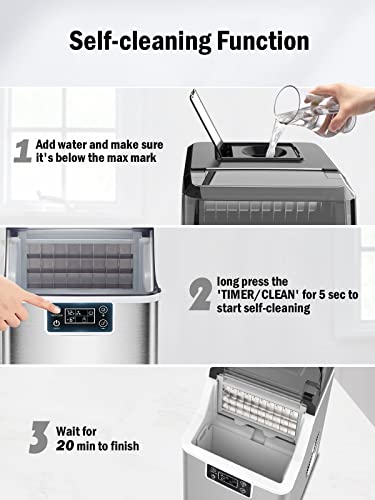 Kndko Ice Makers Countertop,45 lbs/Day/2,000 pcs, 2 Way Filling,Self Cleaning,6 Gears Ice Thickness Control,24H Timer,Countertop Ice Maker for Home Party Outdoor RV