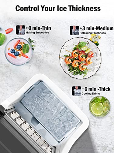 Kndko Ice Makers Countertop,45 lbs/Day/2,000 pcs, 2 Way Filling,Self Cleaning,6 Gears Ice Thickness Control,24H Timer,Countertop Ice Maker for Home Party Outdoor RV