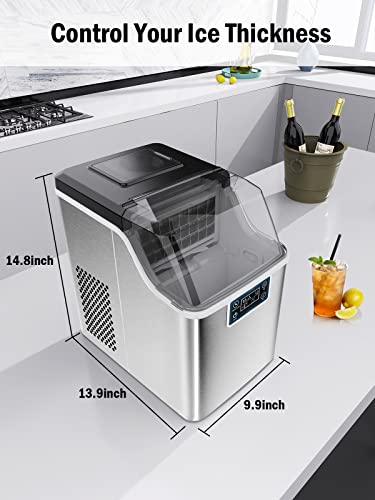 Kndko Ice Makers Countertop,45 lbs/Day/2,000 pcs, 2 Way Filling,Self Cleaning,6 Gears Ice Thickness Control,24H Timer,Countertop Ice Maker for Home Party Outdoor RV