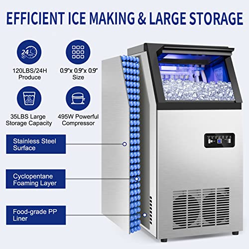 Large Stainless Steel Ice Maker with Fast Output