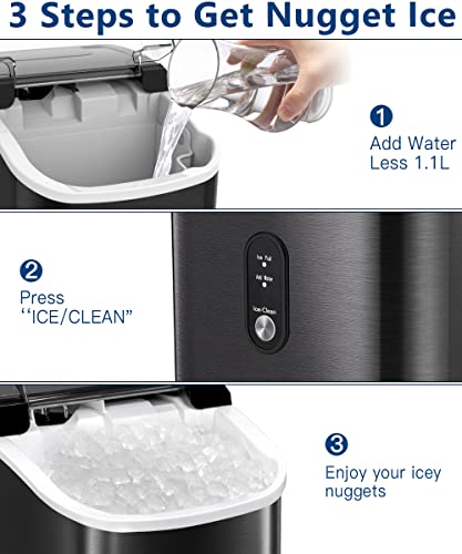Countertop Pebble Ice Maker for Home Kitchen Bar