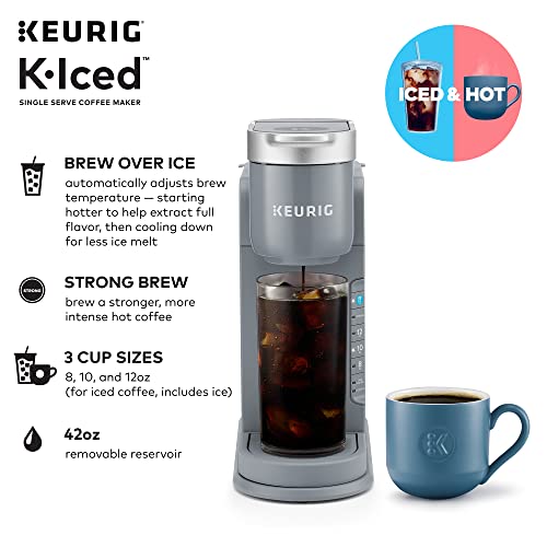Keurig K-Iced Coffee Maker, Single Serve K-Cup Pod Iced Coffee Maker, With Hot and Cold Coffee Capabilities, Brews Any K-Cup Pod, Gray