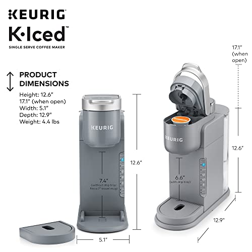 Keurig K-Iced Coffee Maker, Single Serve K-Cup Pod Iced Coffee Maker, With Hot and Cold Coffee Capabilities, Brews Any K-Cup Pod, Gray