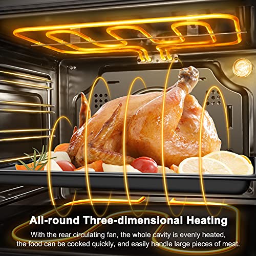 AMZCHEF Single Wall Oven 24" Built-in Electric Ovens with 11 Functions, 8 Automatic Recipes, 2800W, 240V, 2.5Cu.f Convection Wall Oven in Stainless Steel, Touch Control, Timer, Safety Lock 8 Automatic Programming Modes for Quick Start