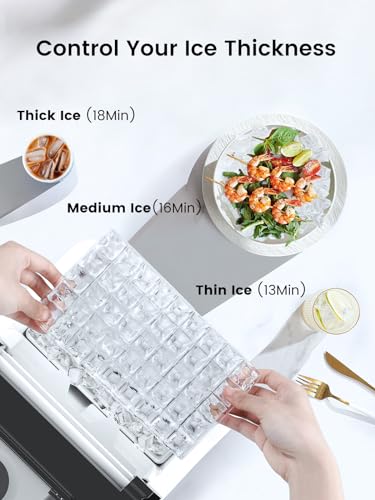 Kndko Countertop Ice Maker,High-Efficient Square Ice Maker Machine,2 Way Add Water,45 lbs Cubes Daily,Self-Cleaning,Ice Size Control,24H Timer,Compact for Home Party Bar RV,Silver
