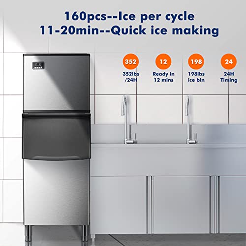 Industrial Stainless Steel Ice Maker - 352lbs