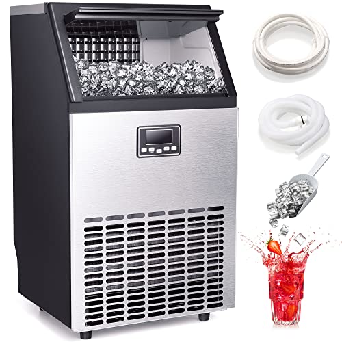 Stainless Steel Freestanding Ice Maker - 100LBS/24H