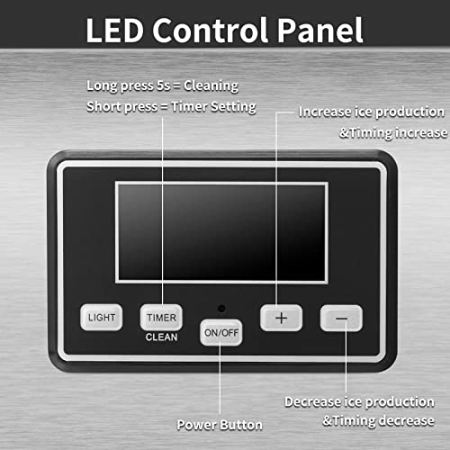 Stainless Steel Freestanding Ice Maker - 100LBS/24H