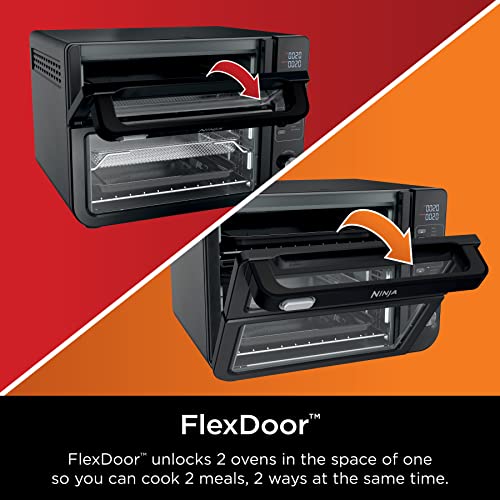 Ninja DCT402BK 13-in-1 Double Oven with FlexDoor, FlavorSeal & Smart Finish, Rapid Top Oven, Convection and Air Fry Bottom Oven, Bake, Roast, Toast, Air Fry, Pizza and More, Black