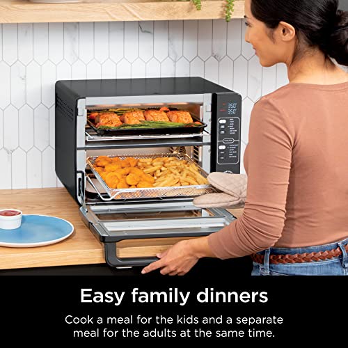 Ninja DCT402BK 13-in-1 Double Oven with FlexDoor, FlavorSeal & Smart Finish, Rapid Top Oven, Convection and Air Fry Bottom Oven, Bake, Roast, Toast, Air Fry, Pizza and More, Black