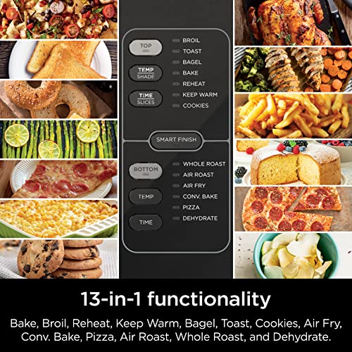 Ninja DCT402BK 13-in-1 Double Oven with FlexDoor, FlavorSeal & Smart Finish, Rapid Top Oven, Convection and Air Fry Bottom Oven, Bake, Roast, Toast, Air Fry, Pizza and More, Black