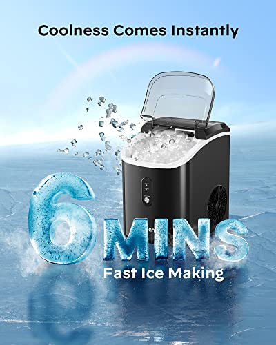 Nugget Ice Maker Countertop - Silonn Pebble Ice Maker Machine with Self-Cleaning Function, 33lbs/24H, Ice Makers for Home/Kitchen/Office, Black