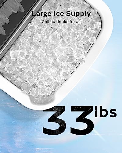Nugget Ice Maker Countertop - Silonn Pebble Ice Maker Machine with Self-Cleaning Function, 33lbs/24H, Ice Makers for Home/Kitchen/Office, Black