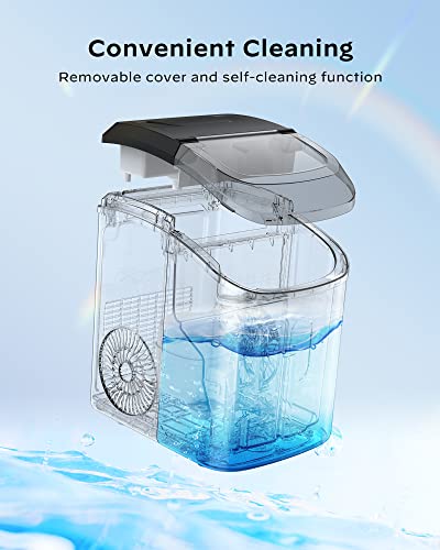 Nugget Ice Maker Countertop - Silonn Pebble Ice Maker Machine with Self-Cleaning Function, 33lbs/24H, Ice Makers for Home/Kitchen/Office, Black