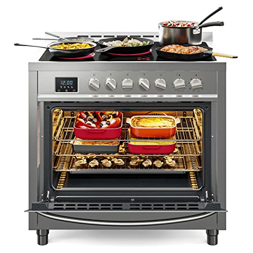 KoolMore 36 Inch All-Electric Range Oven with Ceramic Cooktop Burners, Stainless Steel Kitchen Stove with Large Capacity Convection Cooking, 4.3 cu. ft. (KM-FR36EE-SS)