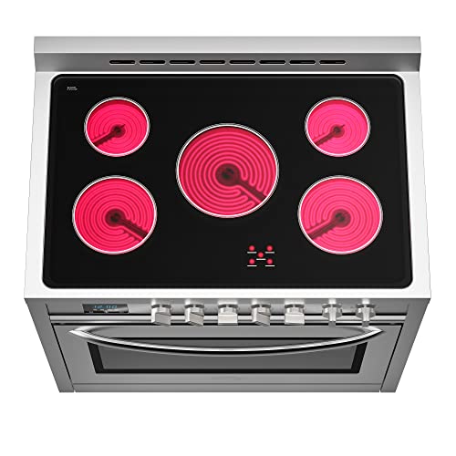 KoolMore 36 Inch All-Electric Range Oven with Ceramic Cooktop Burners, Stainless Steel Kitchen Stove with Large Capacity Convection Cooking, 4.3 cu. ft. (KM-FR36EE-SS)