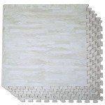 White Wood Grain Interlocking Foam Floor Tiles - 100 Sq. Ft