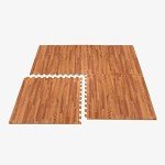 Wood Grain Foam Floor Mats - 100 Sq Ft