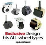 Rubber Caster Cups for Hardwood Floors - 8 Pack