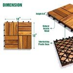 YAMAZING 12”x12” Acacia Wood Interlocking Tiles