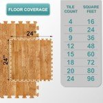 Wood Grain Interlocking Foam Floor Tiles, 96 Sq. Ft