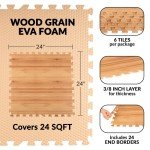 Natural Woodgrain EVA Foam Floor Tiles - 6-Pack