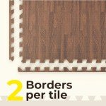Dark Wood Grain Printed Foam Floor Tiles, 100 Sq. Ft