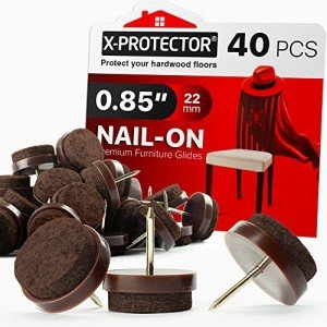 40 Pack Nail-On Felt Pads for Furniture Legs