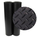 Diamond-Plate Rubber Flooring Roll - Black 3mm x 4ft x 7ft
