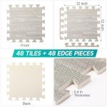 Gray Wood Grain Interlocking Foam Floor Tiles - 48 Pcs