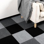 Black Peel and Stick Carpet Tiles - 25 Pack