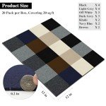 Multicolor Peel and Stick Carpet Tiles, 20 Pack