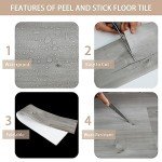 Natural Grey Peel and Stick Floor Tiles - 10 PCS