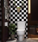 Livelynine Black and White Checkered Vinyl Flooring