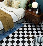 Livelynine Black and White Checkered Vinyl Flooring