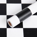 Livelynine Black and White Checkered Vinyl Flooring