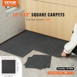12-Pack Peel and Stick Carpet Floor Tiles - Dark Gray