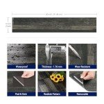 Black 6"x36" Peel and Stick Vinyl Flooring Planks