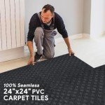 Waterproof Non-Slip PVC Carpet Floor Tiles - Black