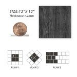 Peel and Stick Dark Grey Vinyl Floor Tiles - 40 Pack