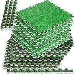 12 Pcs Interlocking Grass Foam Floor Tiles