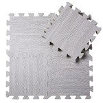 Gray Wood Grain Foam Interlocking Floor Mats - 16 Tiles