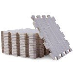 Gray Wood Grain Foam Interlocking Floor Mats - 16 Tiles