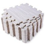 Gray Wood Grain Foam Interlocking Floor Mats - 16 Tiles