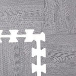 Gray Wood Grain Foam Interlocking Floor Mats - 16 Tiles