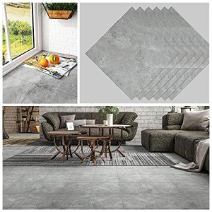 Grey Marble Peel and Stick Vinyl Floor Tiles 6 Pack
