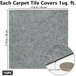 Light Grey Peel and Stick Carpet Tiles - 10 Pack