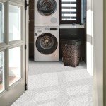 Gray Floral Peel and Stick Vinyl Floor Tiles - 20 Pack