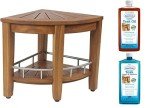 15.5" AquaTeak Teak Corner Shower Bench & Care Kit