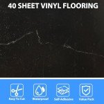 Black Marble Peel and Stick Vinyl Floor Tiles